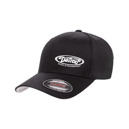 Detroit Speed White Logo Curved Bill Flexfit® Hat, Small/Medium, Black