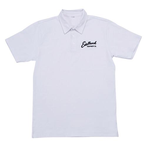 Edelbrock Equipped Polo Shirt, White, Cotton, Men's