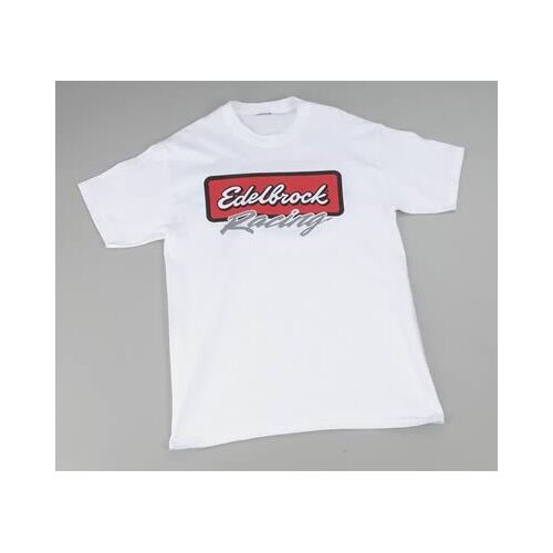 Edelbrock Racing Logo T-Shirt, White, Cotton, Men's