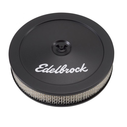 Edelbrock Air Filter Assembly, Pro-Flo, 10 in. Diameter, Round, Steel, Black Powdercoated, 2 in. Filter Height, Each.