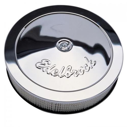 Edelbrock Air Filter Assembly, Pro-Flo, 14 in. Diameter, Round, Steel, Chrome, 3 in. Filter Height, Each