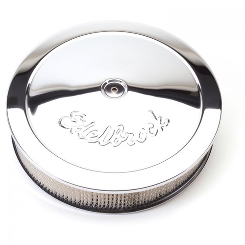 Edelbrock Air Filter Assembly, Pro-Flo, 14 in. Diameter, Round, Steel, Chrome, 3.0 in. Filter Height, Each