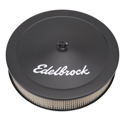 Edelbrock Air Filter Assembly, Pro-Flo, 14 in. Diameter, Round, Steel, Black Powdercoated, 3.0 in. Filter Height, Each.