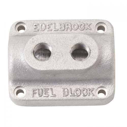 Edelbrock Fuel Distribution Block, Rectangle, Cast Aluminium, Natural, Single 3/8 in. Inlet, Dual 1/4 in. Outlet, Each