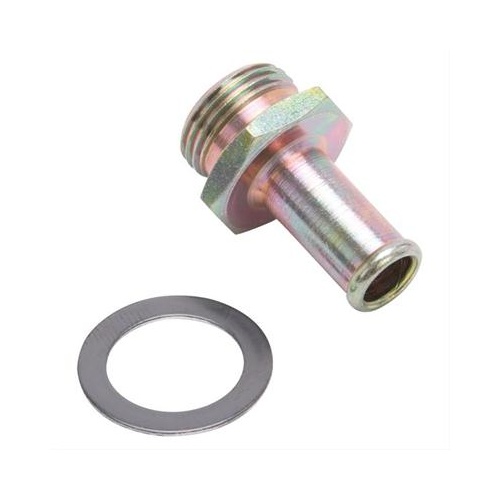 Edelbrock Fitting, Carburetor Inlet, Steel, 5/8 in.-20 Male Thread, 3/8 in. Hose Barb, Carter AFB, Each