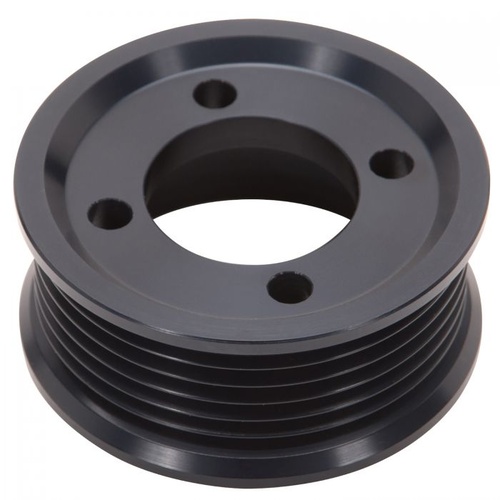 Edelbrock Supercharger Pulley, E-Force Competition, Aluminium, Black, Serpentine, 6-Groove, 2.625 in. Diameter, Each