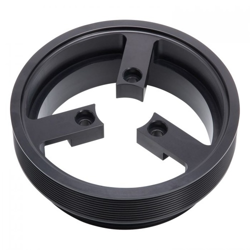 Edelbrock Crankshaft Pulley, E-Force, Serpentine, 10-groove, Steel, Black Anodized, 8.700 in. O.D., For Chevrolet, Each