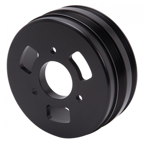 Edelbrock Supercharger Pulley, Enforcer, Serpentine, 6-groove, Billet Aluminium, Black Powdercoated, Each