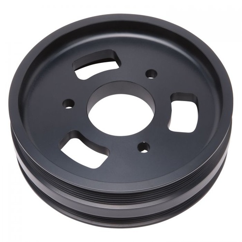 Edelbrock Supercharger Pulley, Enforcer, Serpentine, 6-groove, Billet Aluminium, Black Powdercoated, Each