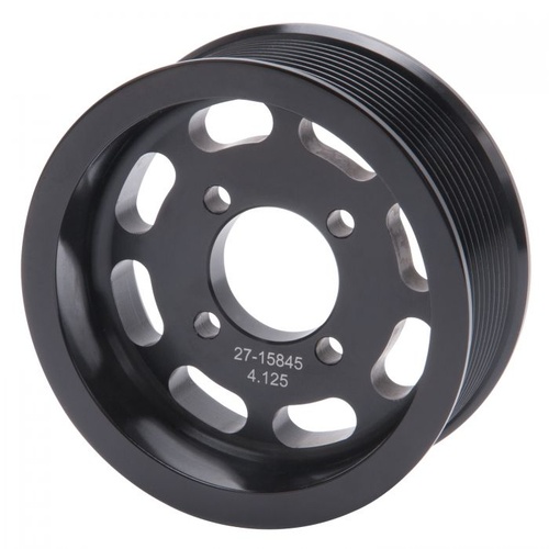Edelbrock Supercharger Pulley, E-Force Competition, Serpentine, 10-groove, 4.125 in. O.D, Aluminium, Black Anodized, Each