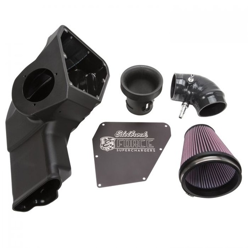 Edelbrock Air Intake Kit, E-Force Supercharged Only, Competition Use, Red Filter, Black Tubing, For Ford, 5.0, Coyote, Kit