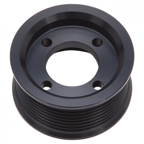 Edelbrock Supercharger Pulley, E-Force Enforcer, Aluminium, Black, Serpentine, 8-Groove, 2.750 in. Diameter, Each