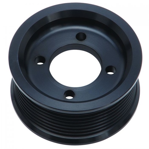 Edelbrock Supercharger Pulley, E-Force Enforcer, Aluminium, Black, Serpentine, 8-Groove, 3.000 in. Diameter, Each