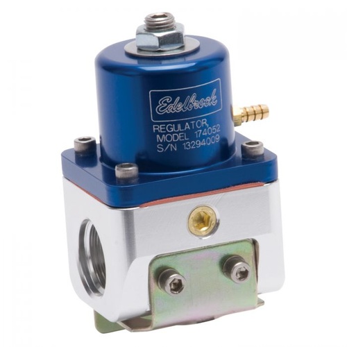 Edelbrock Fuel Pressure Regulator, Return, Inline, 5-10 psi, Aluminium, Blue Anodized, Each