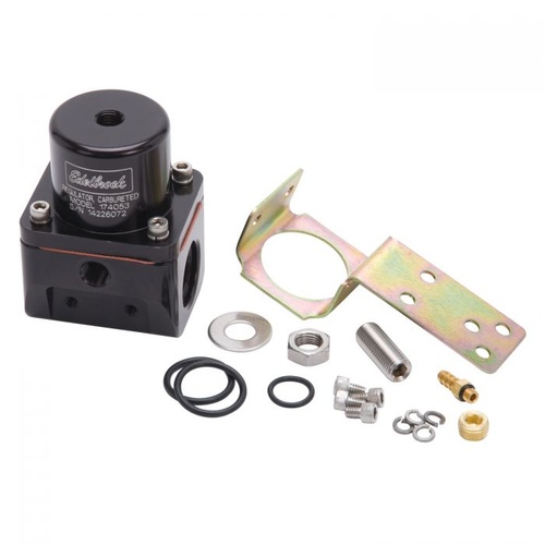 Edelbrock Fuel Pressure Regulator, Return, Inline, 5-10 psi, Aluminium, Black Anodized, Each