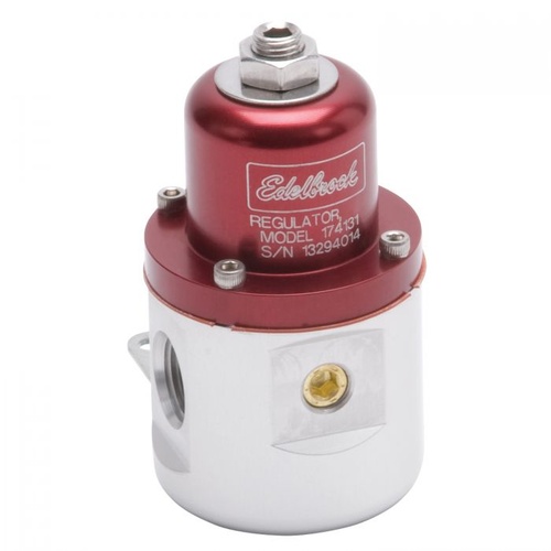 Edelbrock Fuel Pressure Regulator, Return, Inline, 5-10 psi, Aluminium, Red Anodized, Each