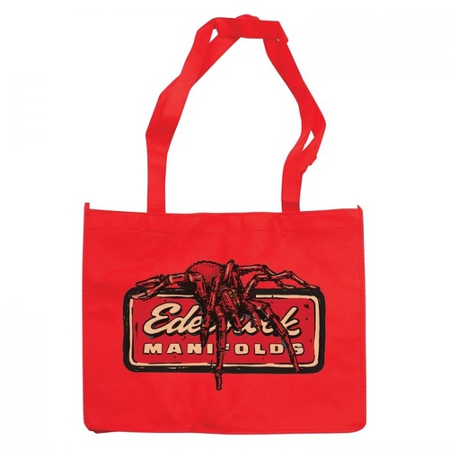 Edelbrock Tote Bag, Reusable Shopping Bag, Red, Tarantula Logo, Each