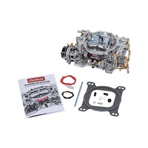 Edelbrock Carburetor, Remanufactured, AVS 2, 500 cfm, 4-Barrel, Square Bore, Electric Choke, Annular Boosters, Satin, Non-EGR, Each