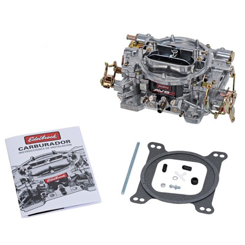 Edelbrock Carburetor, AVS 2, 500 cfm, 4-Barrel, Square Bore, Manual Choke, Annular Boosters, Satin, Non-EGR, Each