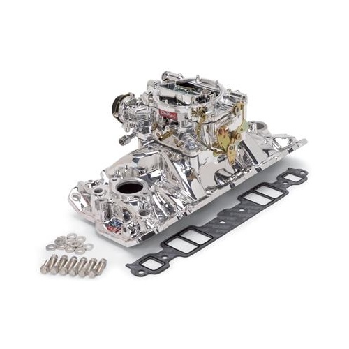 Edelbrock Carburetor and Manifold Combo, Performer RPM Air-Gap Manifold, 800 cfm AVS2 Carb, For Chevrolet, Small Block, Kit