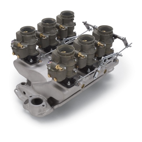 Edelbrock Carburretor and Manifold Combo X1 Ram Log Manifold Six 94 Carb For Chevrolet Small Block Kit