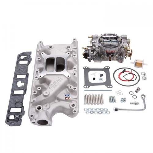 Edelbrock Carburetor and Manifold Combo, Performer Manifold, 500 cfm AVS2 Carb, For Ford, Small Block, Kit