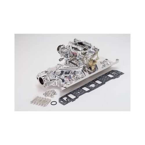 Edelbrock Carburetor and Manifold Combo, Performer Manifold, 500 cfm AVS2 Carb, EnduraShine, For Ford, 289, 302, Kit