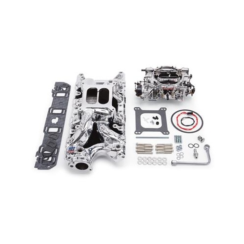 Edelbrock Carburetor and Manifold Combo, Performer RPM Air-Gap Manifold, 800 cfm AVS2 Carb, EnduraShine, For Ford, 289, 302, Kit