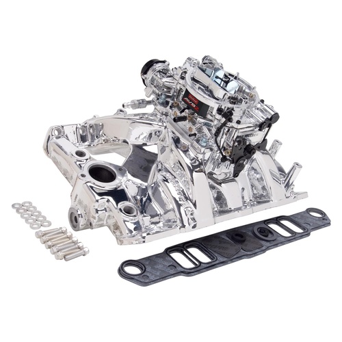 Edelbrock Carburetor and Manifold Combo, Performer RPM Manifold, 800 cfm AVS2 Carb, Endurashine, For Pontiac, V8, Kit