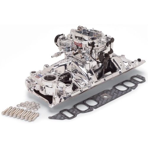 Edelbrock Carburetor and Manifold Combo, RPM Air-Gap Manifold, 800 cfm AVS2 Carb, EnduraShine, For Chevrolet, Big Block, Oval Port, Kit