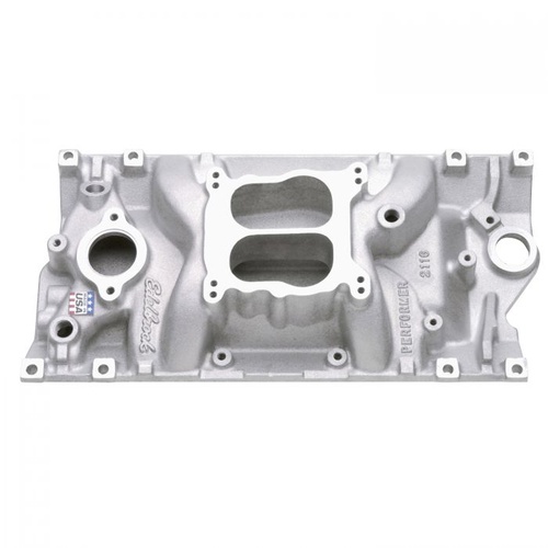 Edelbrock Intake Manifold, Performer Vortec, Dual Plane, Aluminium, Natural, Square/Spread Bore, For Chevrolet, 5.7L, Vortec