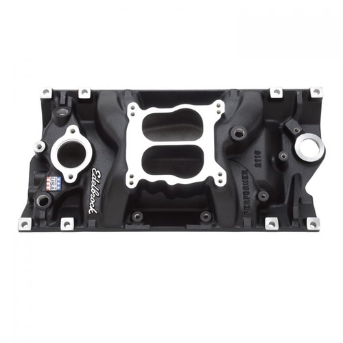 Edelbrock Intake Manifold, Performer Vortec, Dual Plane, Aluminium, Black, Square/Spread Bore, For Chevrolet, 5.7L, Vortec