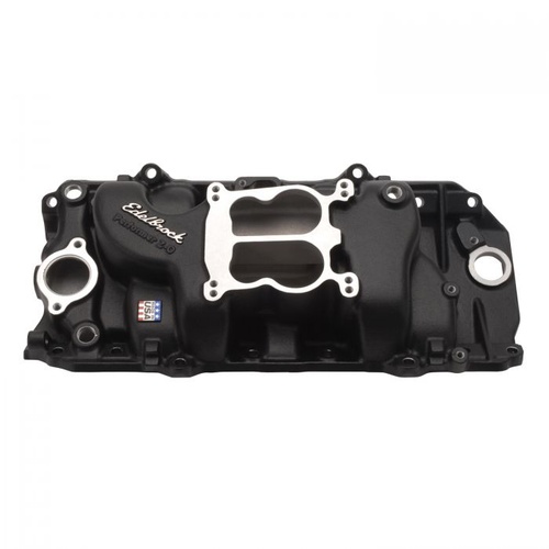 Edelbrock Intake Manifold, Performer, Dual Plane, Aluminium, Black, Spread Bore, For Chevrolet, 396-454, Oval Port, Each
