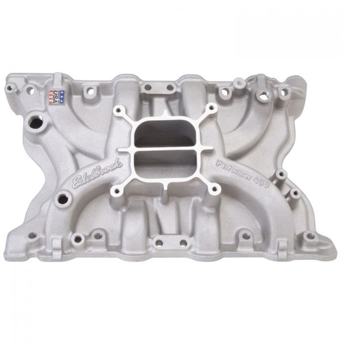 Edelbrock Intake Manifold, Performer, Dual Plane, Aluminium, Natural, 4-Barrel, Square Bore, For Ford, 351M, 400, 2V, Each