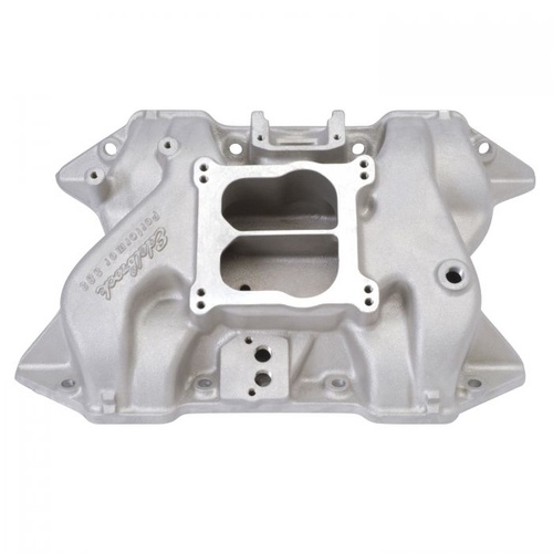 Edelbrock Intake Manifold, Performer, Dual Plane, Aluminium, Natural, Square/Spread Bore, Mopar, 361, 383, 400, Each