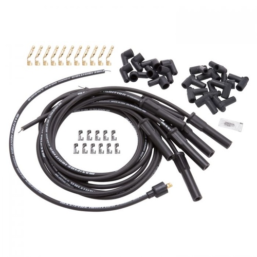 Edelbrock Spark Plug Wires, Max-Fire Ultra Spark, Spiral Core, 500 ohms, 8.5mm, Black, 180 Degree Boots, Universal, Set