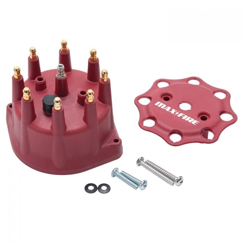 Edelbrock Distributor Cap, Male/HEI-Style, Red, Screw-Down, Max-Fire, Each