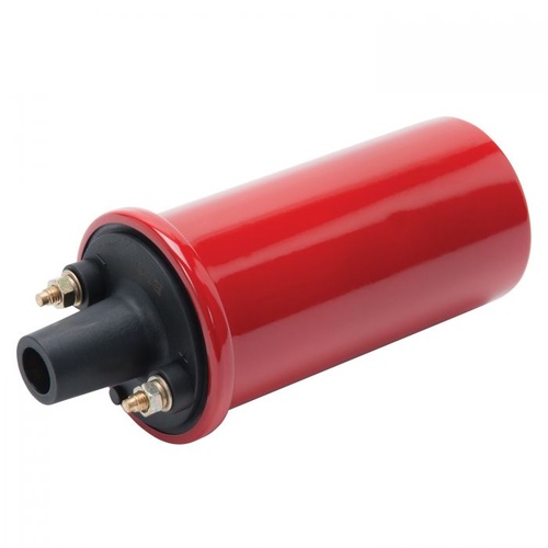 Edelbrock Ignition Coil, Max Fire, Oil Filled, Round, Red, 45, 000 Volts, Each