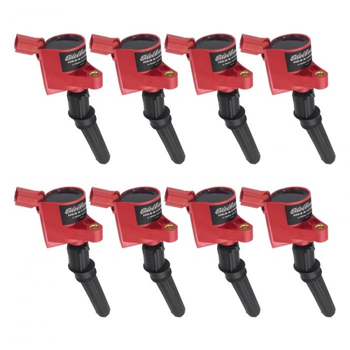 Edelbrock Ignition Coil, Coil-on-Plug, Modular, 61:1 Turns Ratio, 26, 000 Volts, Black and Red, 4.6L, 5.4L, 6.8L, 2-Valve, For Ford, Set of 8