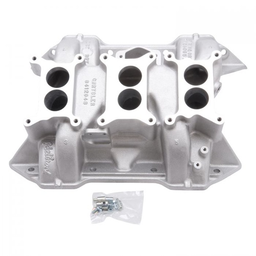 Edelbrock Intake Manifold, 6-Pack, Dual Plane, Aluminium, Natural, Mopar, RB Big Block, 413, 426, 440, Each