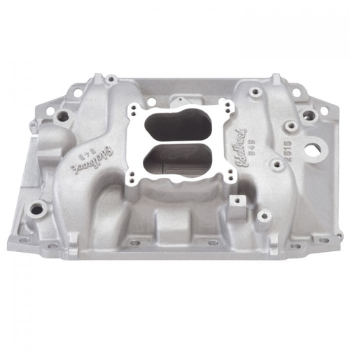 Edelbrock Intake Manifold, B-4B, Dual Plane, Aluminium, Natural, Square/Spread Bore, Non-EGR, For Buick, 400, 430, 455, Each