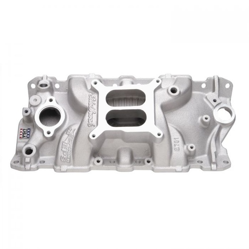 Edelbrock Intake Manifold, Performer EPS, Dual Plane, Aluminium, Natural, Square Bore, For Chevrolet, Small Block, Each