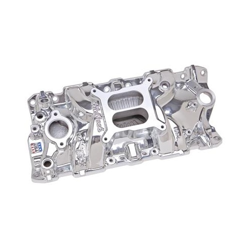 Edelbrock Intake Manifold, Performer EPS, Dual Plane, Aluminium, EnduraShine, Square Bore, For Chevrolet, Small Block, Each
