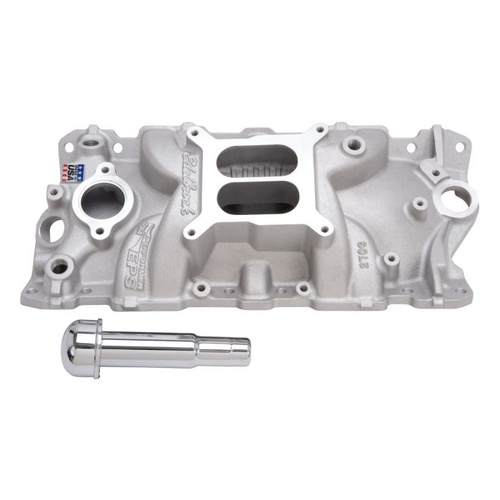 Edelbrock Intake Manifold, Performer EPS, Dual Plane, Aluminium, Natural, Square Bore, For Chevrolet, Small Block, Each