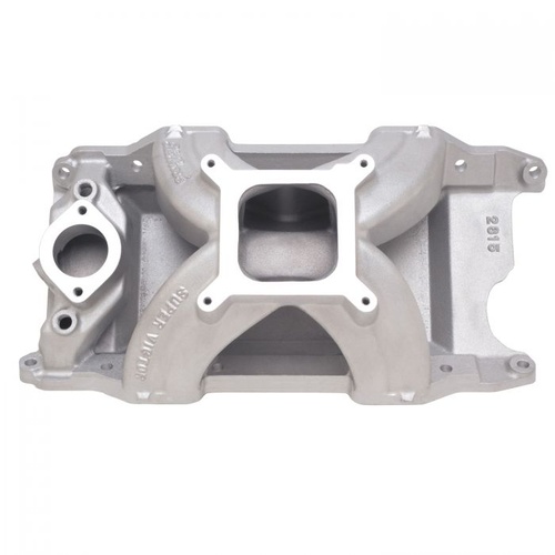 Edelbrock Intake Manifold, Super Victor, Single Plane, Aluminium, Natural, Square Bore, Mopar, Small Block, Each