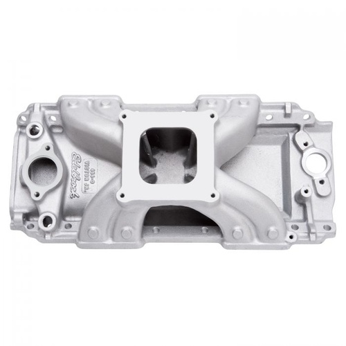 Edelbrock Intake Manifold, Victor Jr., Single Plane, Aluminium, Natural, Square Bore, Oval Port, For Chevrolet, Big Block, Each