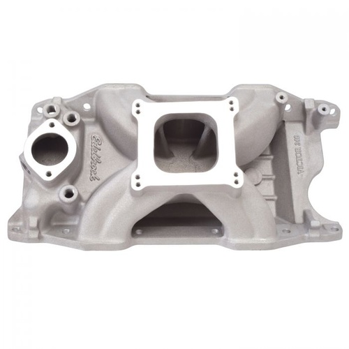 Edelbrock Intake Manifold, Victor 340, Single Plane, Aluminium, Square Bore, Rectangular Port, Mopar, Small Block, Each