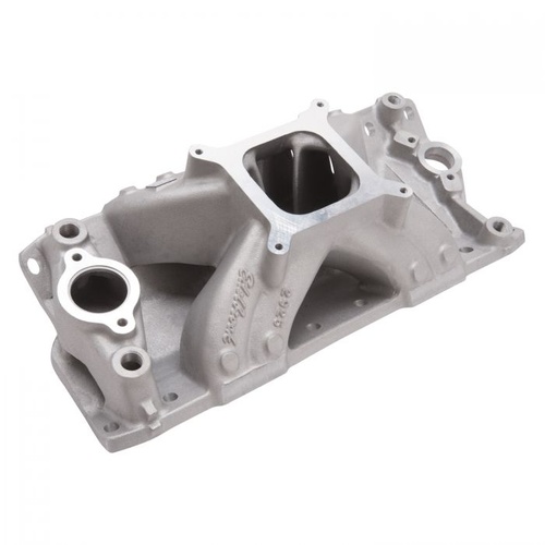Edelbrock Intake Manifold, Super Victor 23 degree, Single Plane, Aluminium, Natural, Square Bore, For Chevrolet Small Block, Each