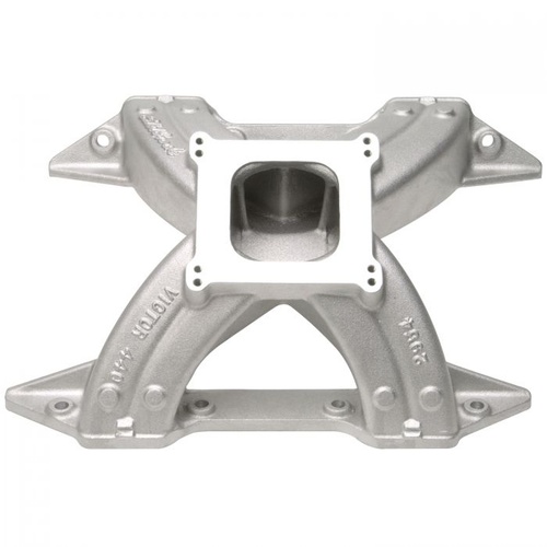 Edelbrock Intake Manifold, Victor, Single Plane, Aluminium, Natural, Square Bore, Mopar, 413/426/440, Each