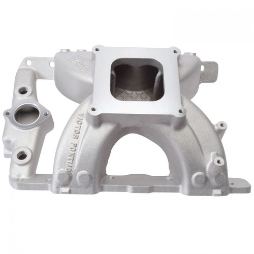 Edelbrock Intake Manifold, Victor, Single Plane, Aluminium, Natural, Square Bore, For Pontiac, 326-455, Each
